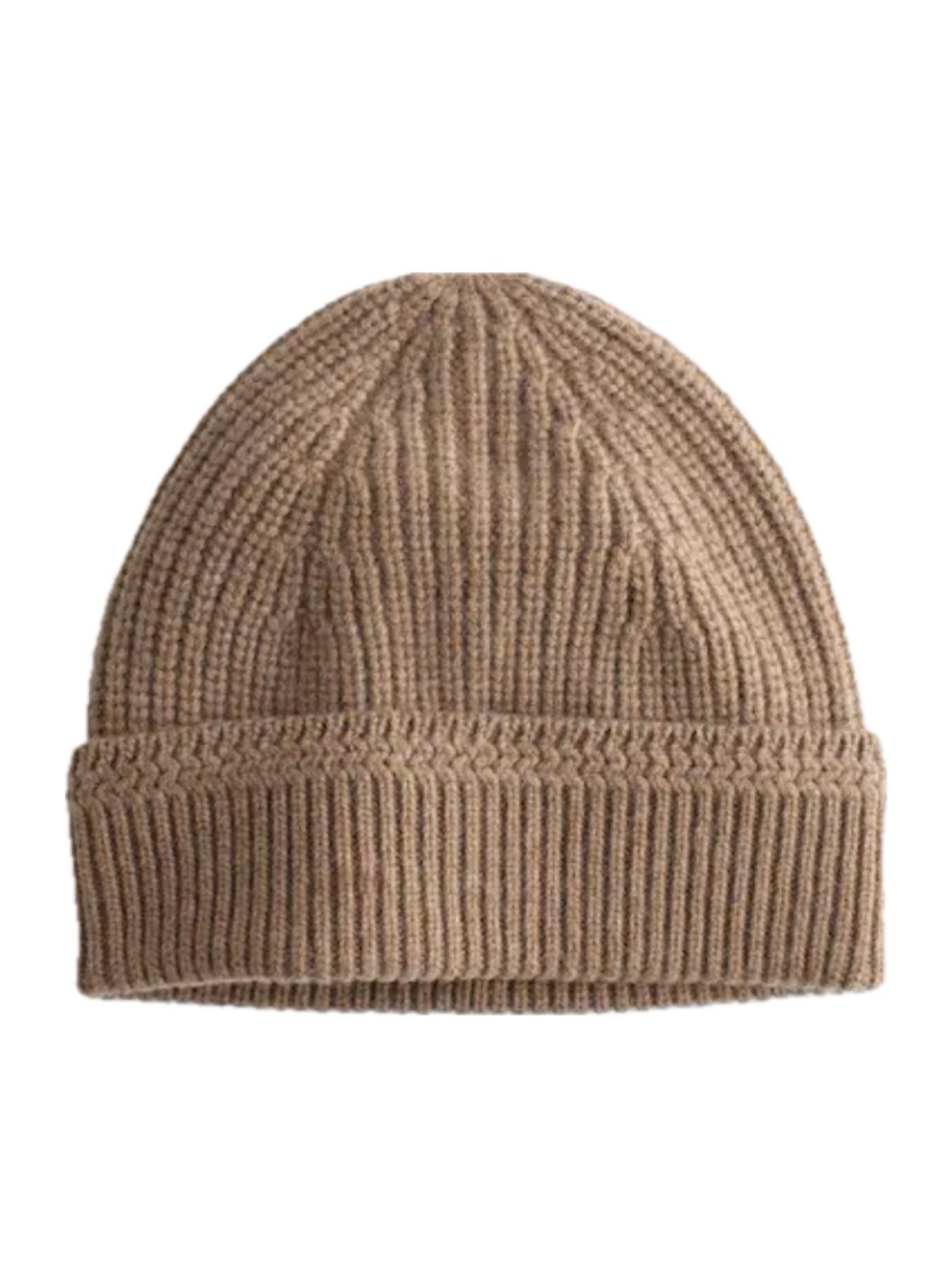 Madewell Cashmere Wool Blend Ribbed Knit Cuffed Beanie - Taupe